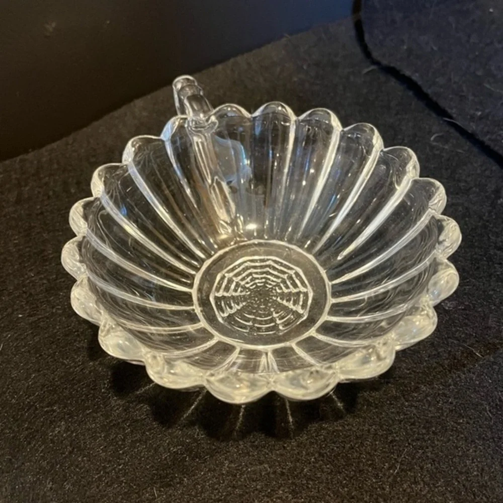 Vintage Manganese UV Reactive Glass Single Handle Bowl Dish